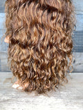 18” indian raw loose curls with custom golden chestnut color 3 bundles+frontal