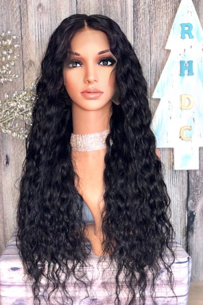 28'' Raw indian very wavy transparent frontal wig high density