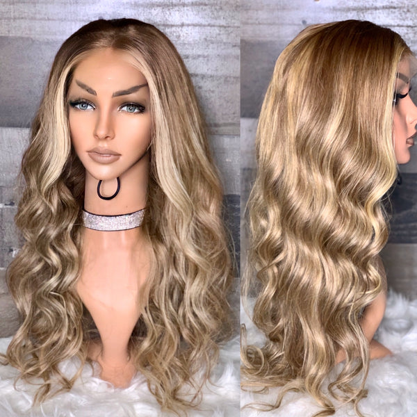 24” blonde ombré highlight FULL LACE wig