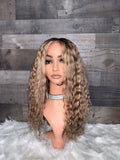 Blonde indian curly frontal unit
