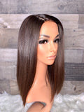 Silk top frontal wig European silky hair with natural brown ombré