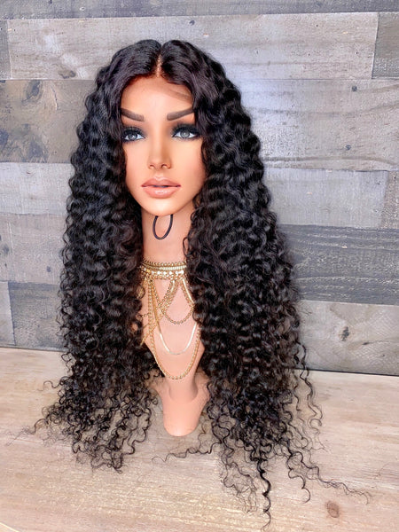 28” Cambodian deep curly  4x4 closure wig