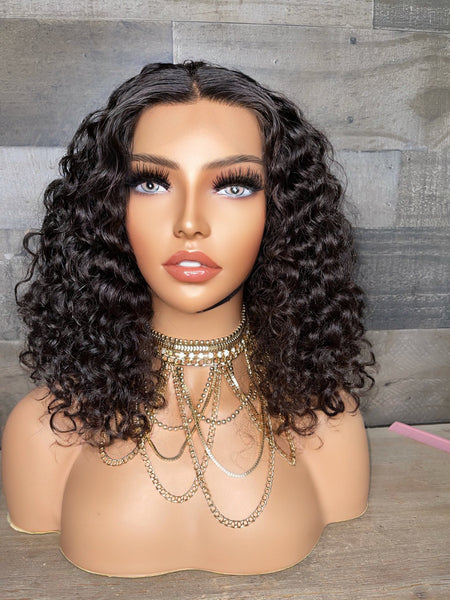 14” frontal bob wig Raw Indian curly natural color