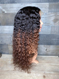 24’’ Cambodian curly with ombré color heavy density frontal wig