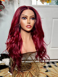 Cherry red frontal wig Indian silky 24”