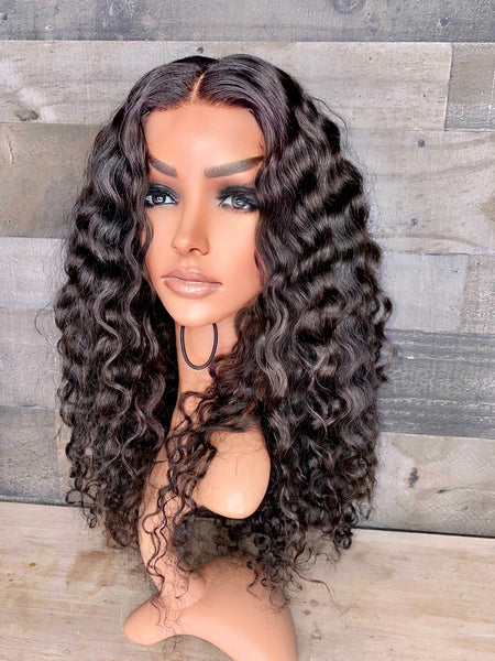 16” indian curly HD closure wig