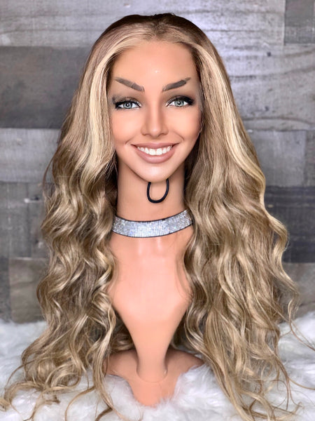 24” blonde ombré highlight FULL LACE wig