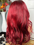 Cherry red frontal wig Indian silky 24”