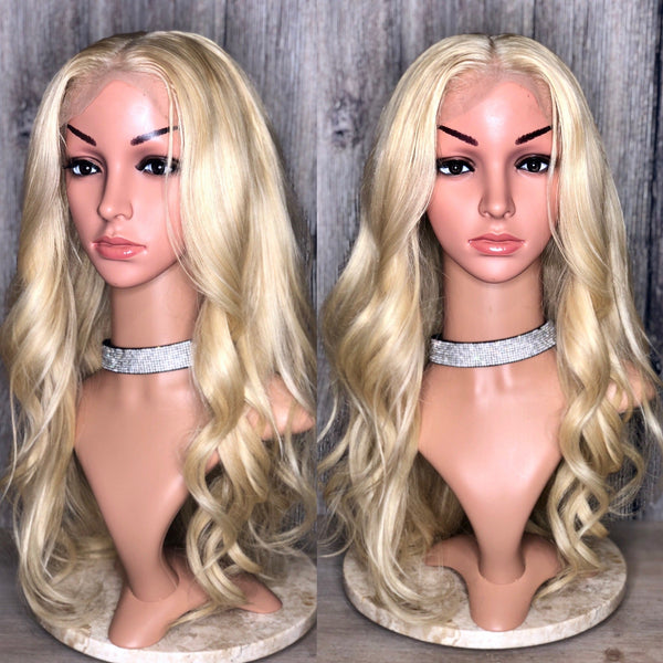 20” blonde frontal wig with or without roots