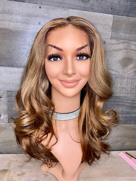 20’’ indian loose wavy frontal wig with custom honey color